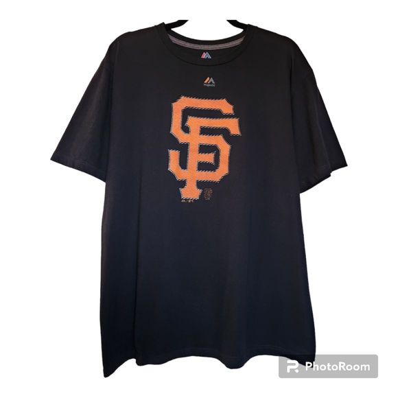 MAJESTIC Triple Peak Black/Orange San Francisco Giants Graphic T-shirt Size XL - Picture 1 of 14